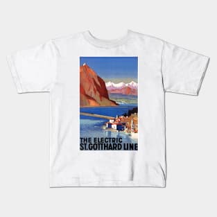 Vintage Travel Poster Switzerland The Electric St. Gotthard Line Kids T-Shirt